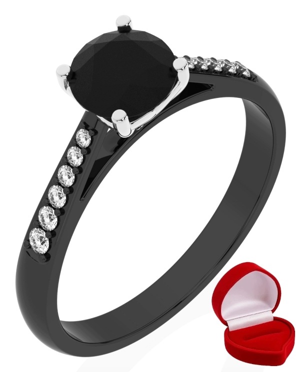 Zlatý Prstýnek 585 14k Brylant Č. 0,70 ct Černé Zlato R9