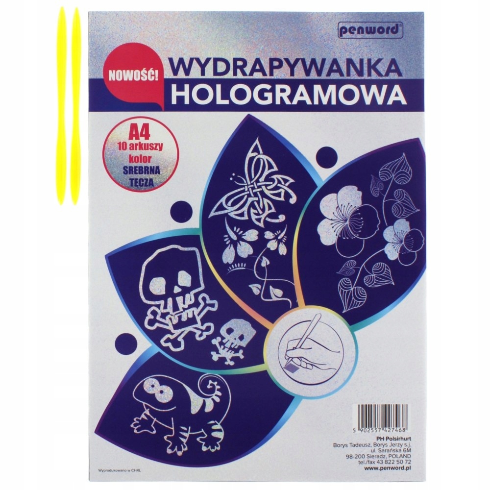 wydrapywanka hologramowa  A4 a'10 SREBRNA + 2 rylce — 5