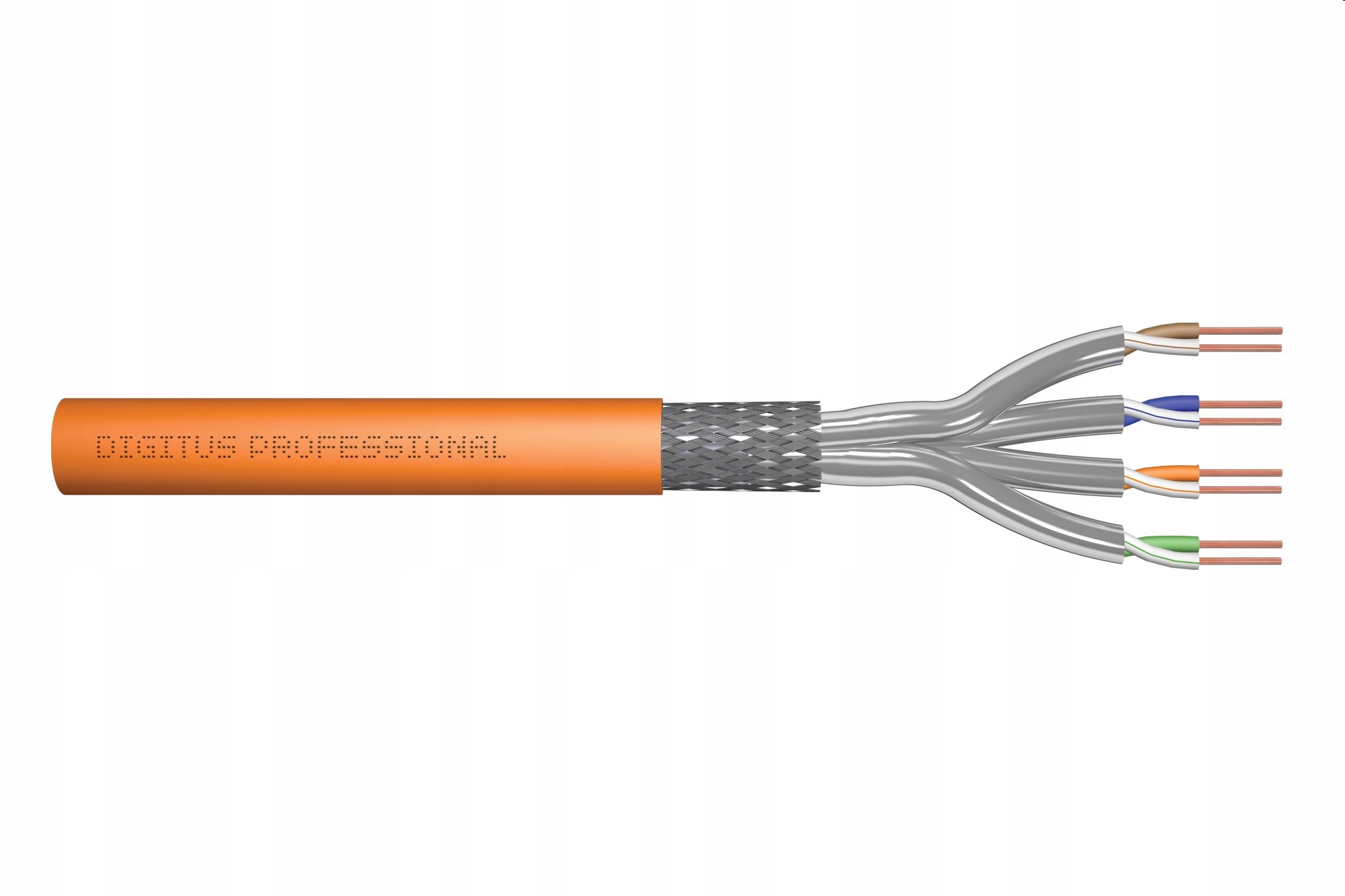 Digitus kábel Cat7 S/ftp, drôt, 1200MHz Dca, Awg 23/1, 50m box, oranžový…