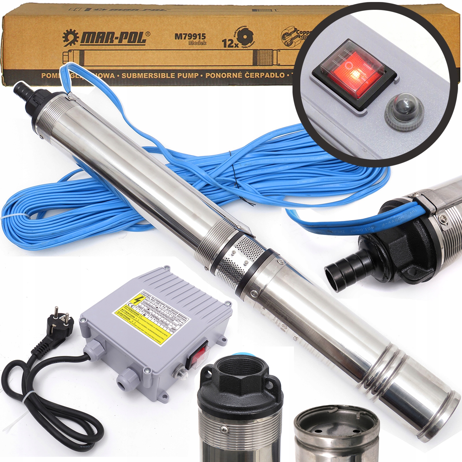 POMPA GŁĘBINOWA STUDNI WODY 4' 35M KABEL 70 L/min