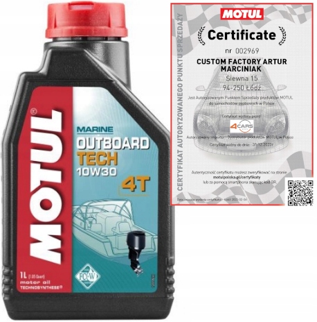

Motul Outboard Tech 10W30 4T Olej Do Motorówek 1L