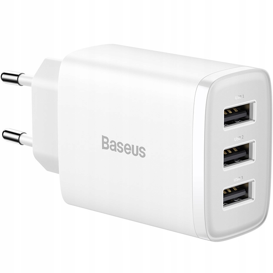 

Szybka ładowarka sieciowa Baseus 3x Usb-a, 17 W