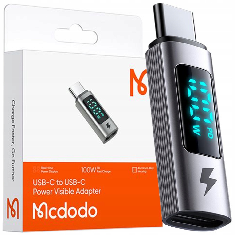 Mcdodo Adapter Przejściówka Usb-c Usb Typ C Szybkie Ładowanie 100W Miernik