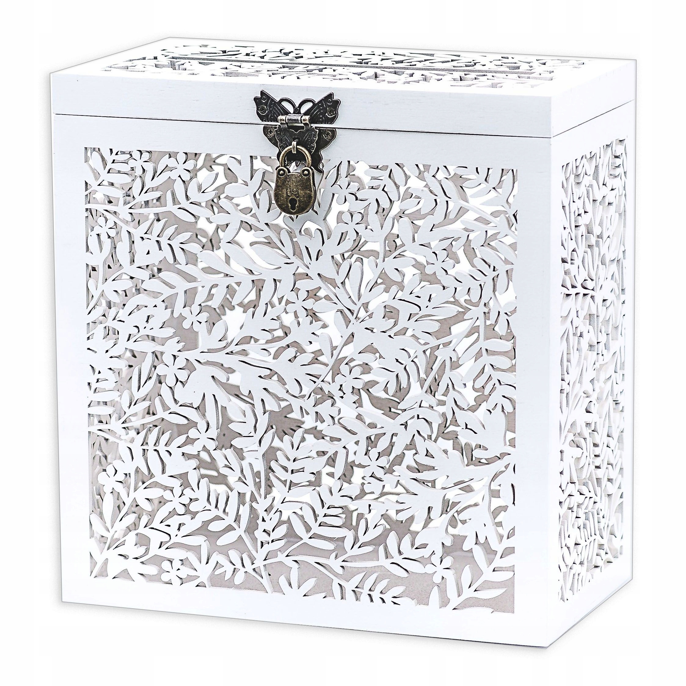 Pudełko NA KOPERTY PIENIĄDZE ŻYCZENIA ŚLUB Ażurowe