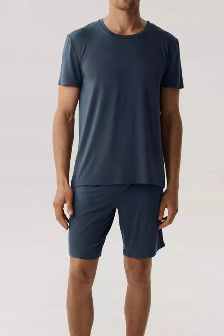 Pánské viskózové pyžamo Atlantic BNMP-005 denim melanž [Velikost M]