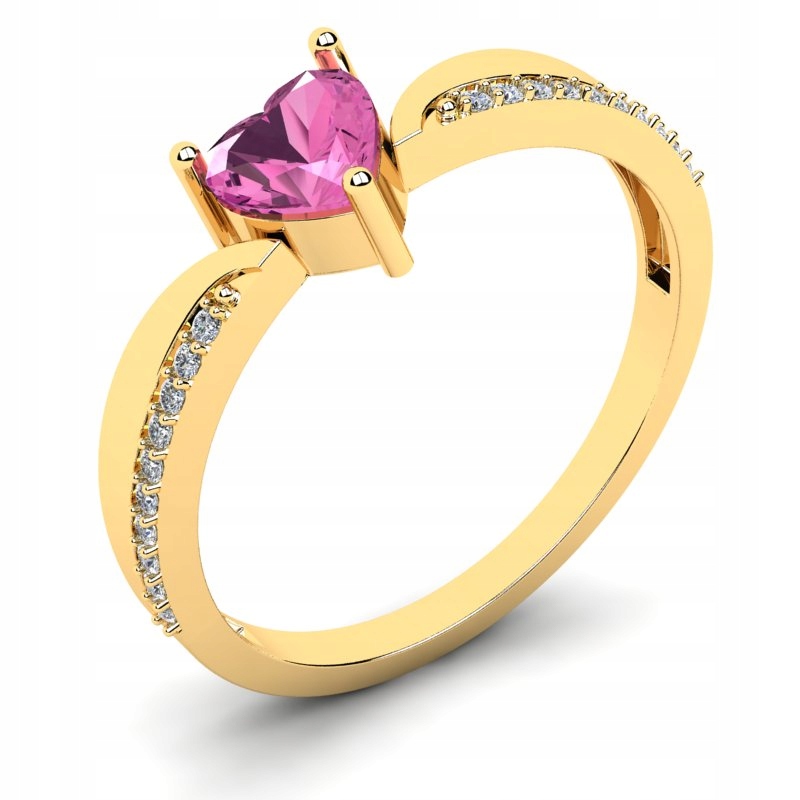 

Pierścionek Złoty Serduszko Z Różową Cyrkonią