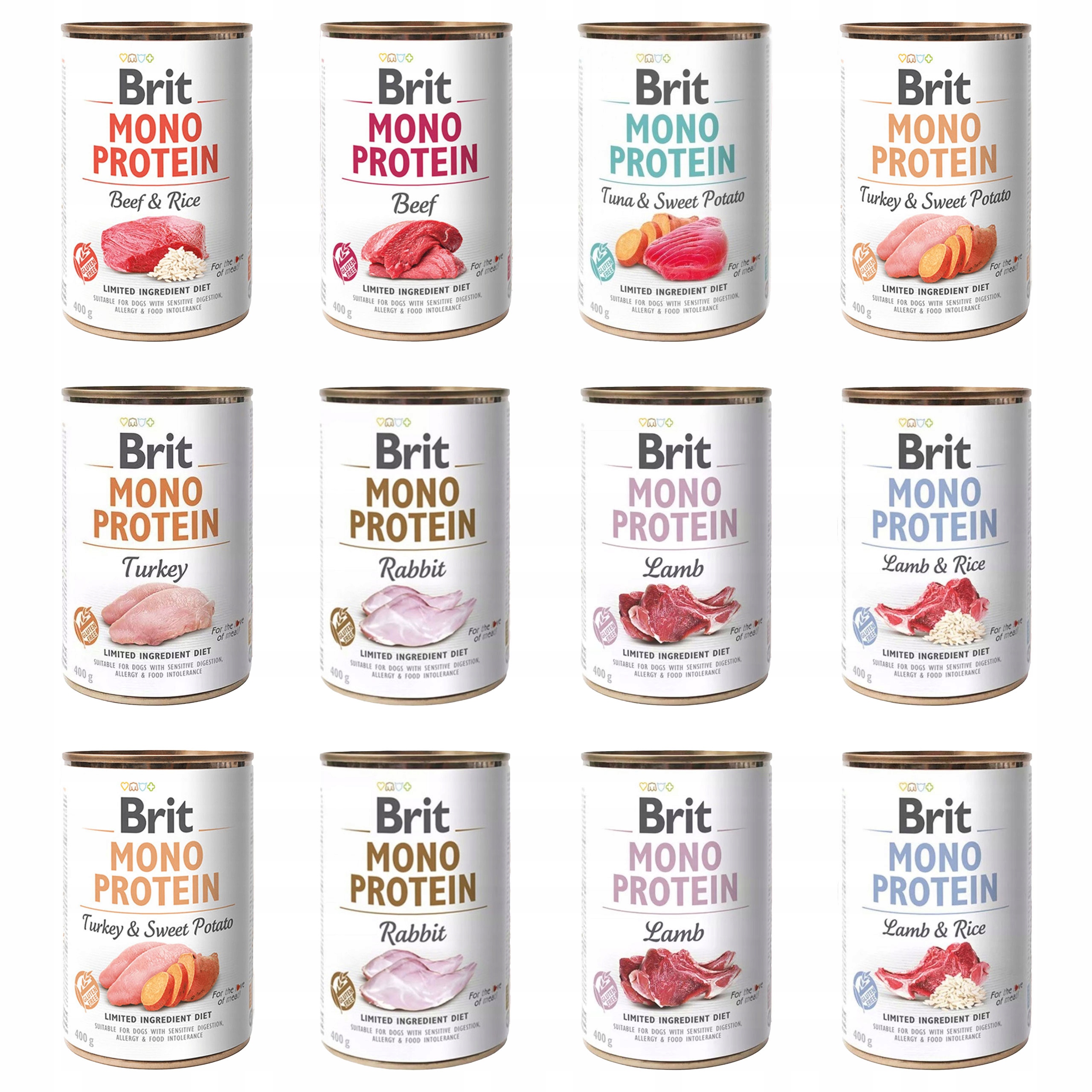 Levně Brit Mono Krmivo mokré pro psy mix chutí 12 x 400 g monoproteinové bez obilovin