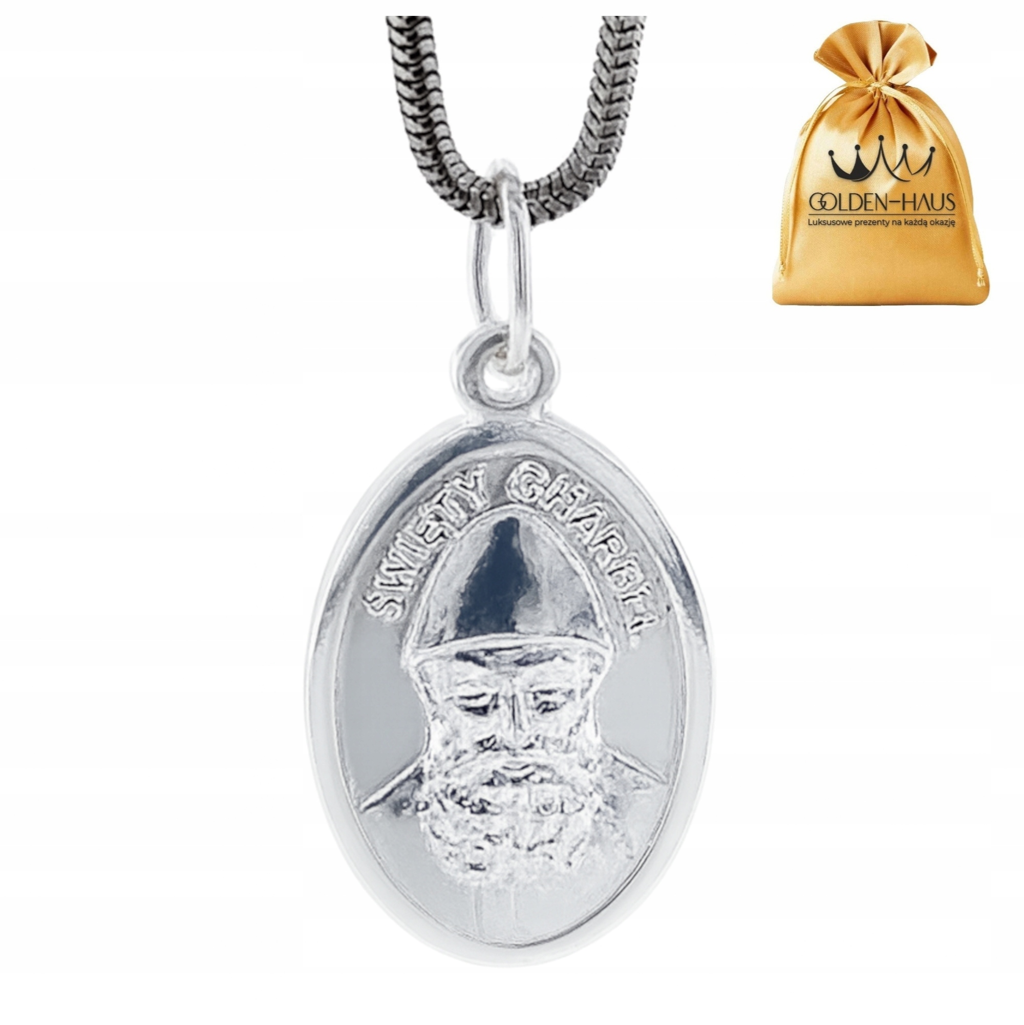 Stříbrný Dámský Bílý Leštěný Medailonek Svatý Charbel Na Řetízek Ryzost 925