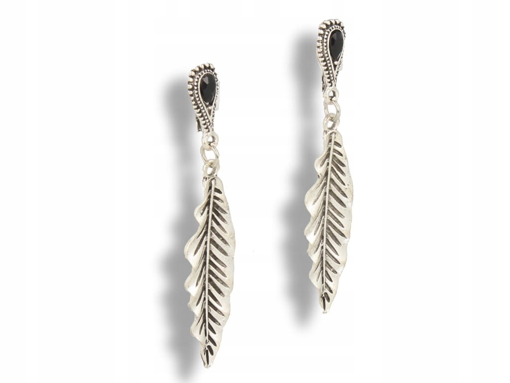 

Klipsy do uszu piórka z czarną cyrkonią