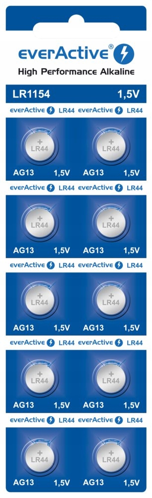 10 Piles Alcaline 1,5V everActive AG10 / LR1130 / LR54 / 389 / 390 / 189