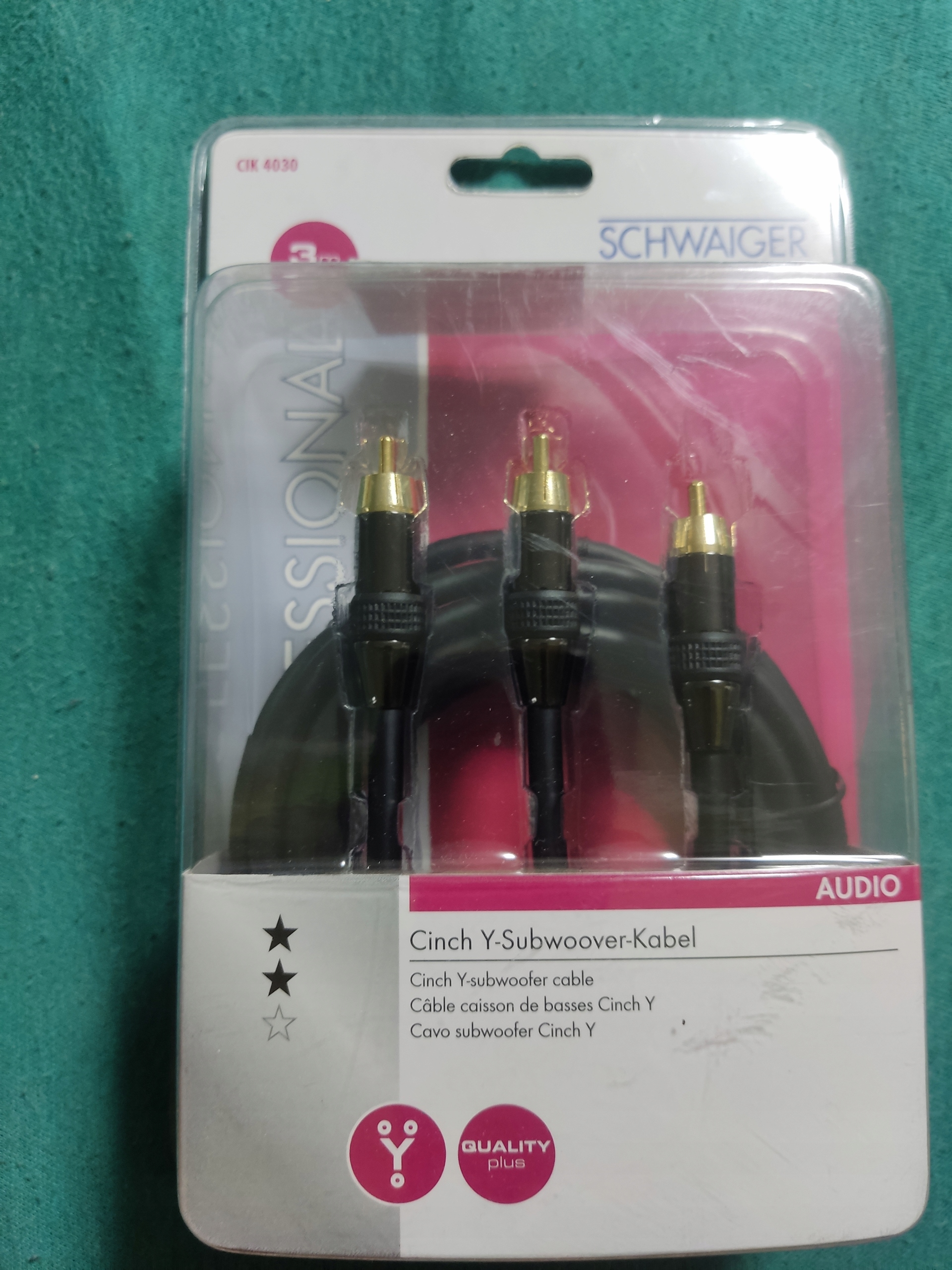 Kabel cinch subwoofer typ y Schwaiger 3 m