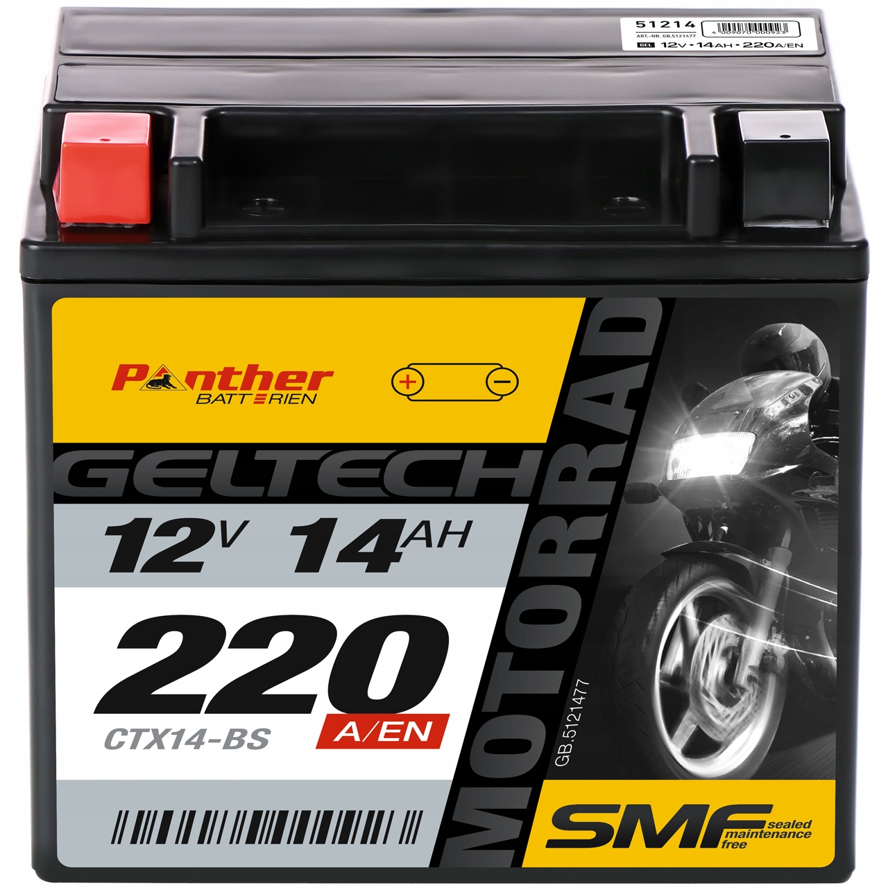 Akumulator Żelowy Panther Motorrad Gel CTX14-BS YTX14-BS 12V 14Ah 220A