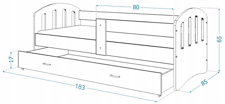 Łóżko HAPPY 180x80 + szuflada + materac Płeć Chłopcy Dziewczynki