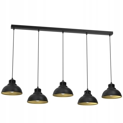 Dlouhá Industriální Závěsná Lampa Černá Luminex Sven 5 nad ostrovní pult