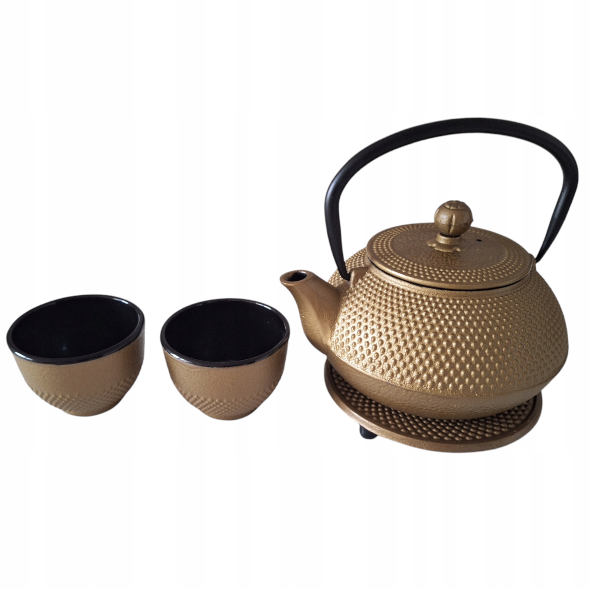 Konvice Litinová 0,8L +2 Šálky Podložka Sítko Na Louhování Čaje Na Čaj