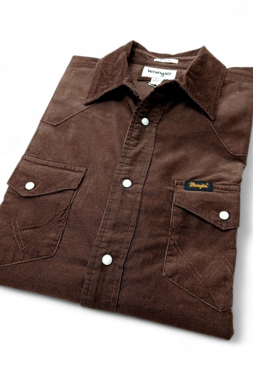 Wrangler Western Cord Shirt Mahogany Pánská Košile Velikost S