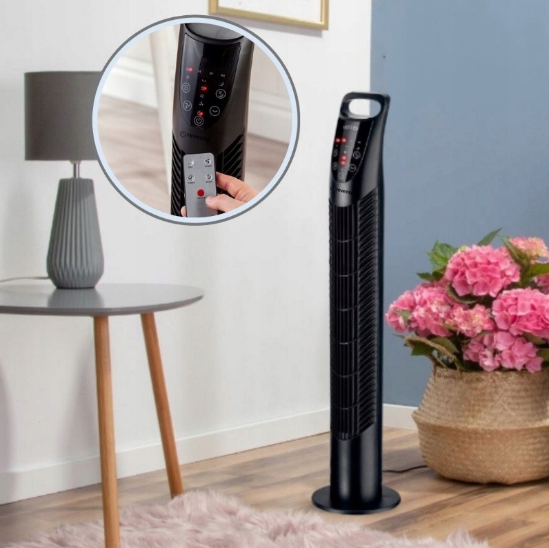 WENTYLATOR WIATRAK KOLUMNOWY STOJĄCY LED + PILOT Funkcje oscylacja timer