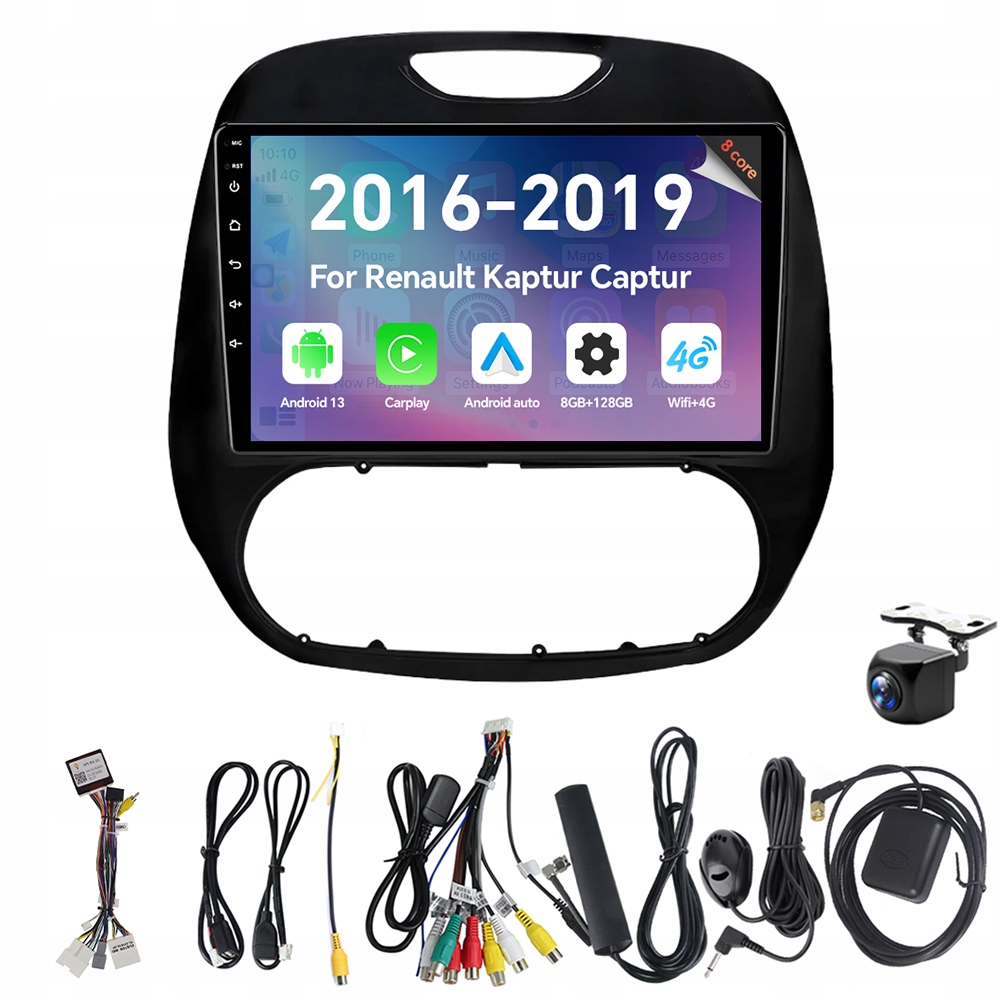 Autorádio Eunavi 2Din s Androidem 13 a 2DIN pro Renault Kaptur 2016-2019 s Rds