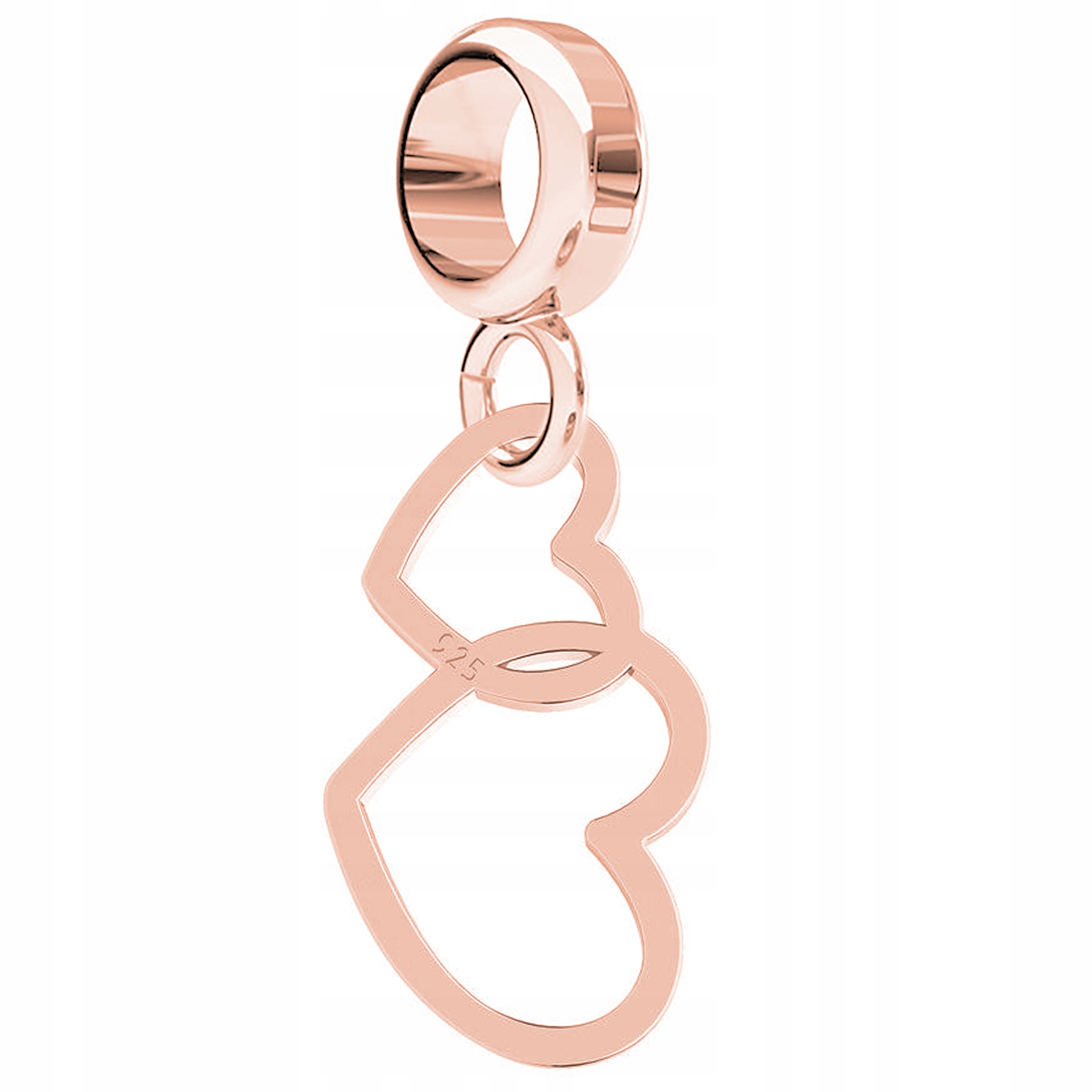 Charms Dvě srdce růžové zlato 925