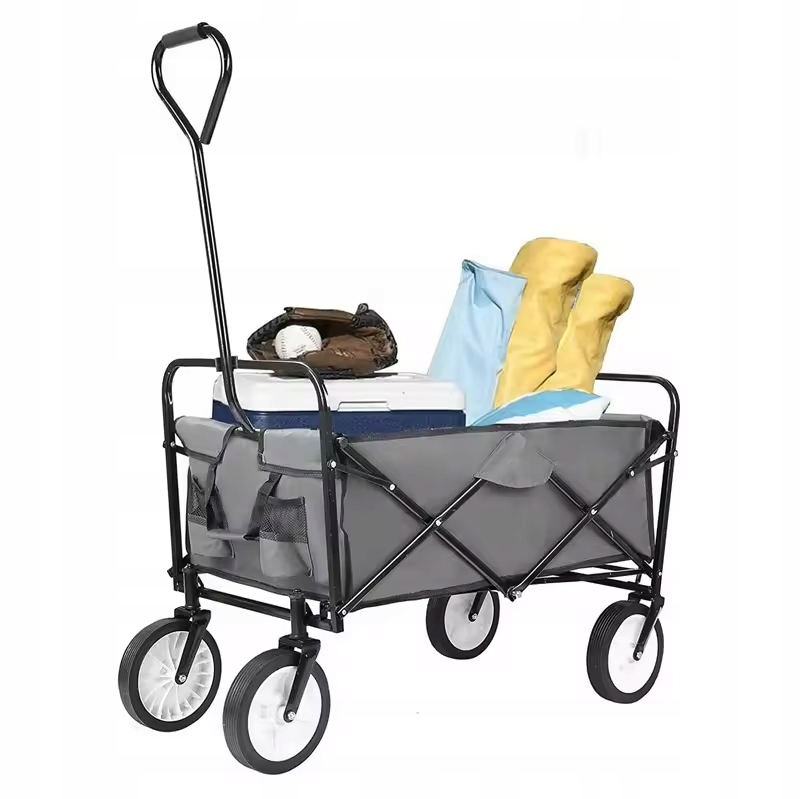 Skládací zahradní turistický přepravní vozík na pláž, šedý, 145 l