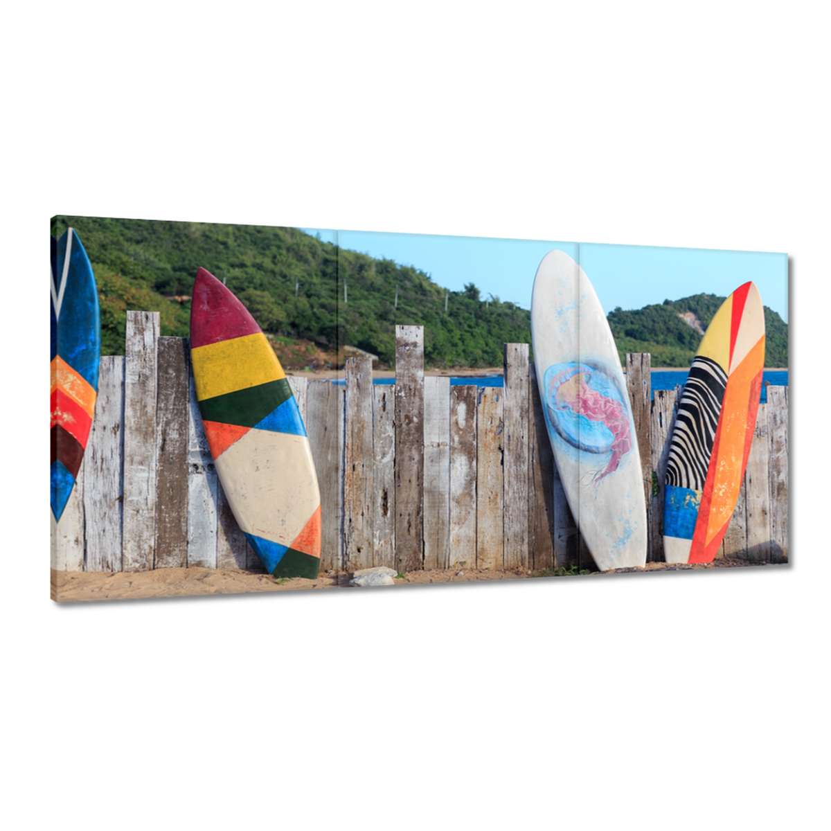 Obrazy 180x90 Surfovacie dosky na pláži