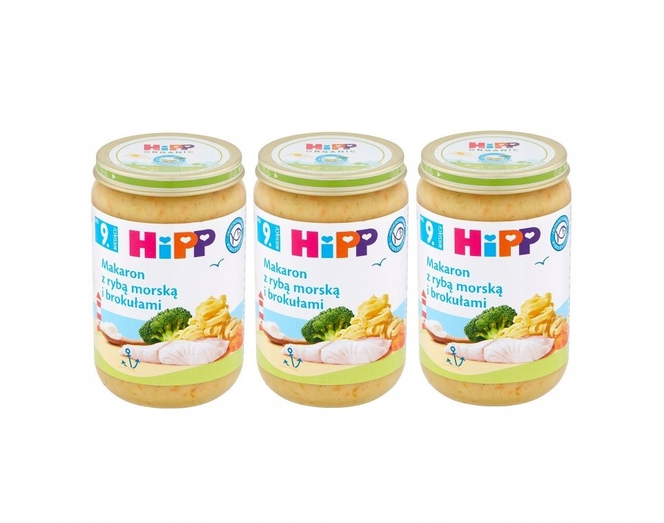 HiPP Makaron z rybą morską i brokułami 3x220g