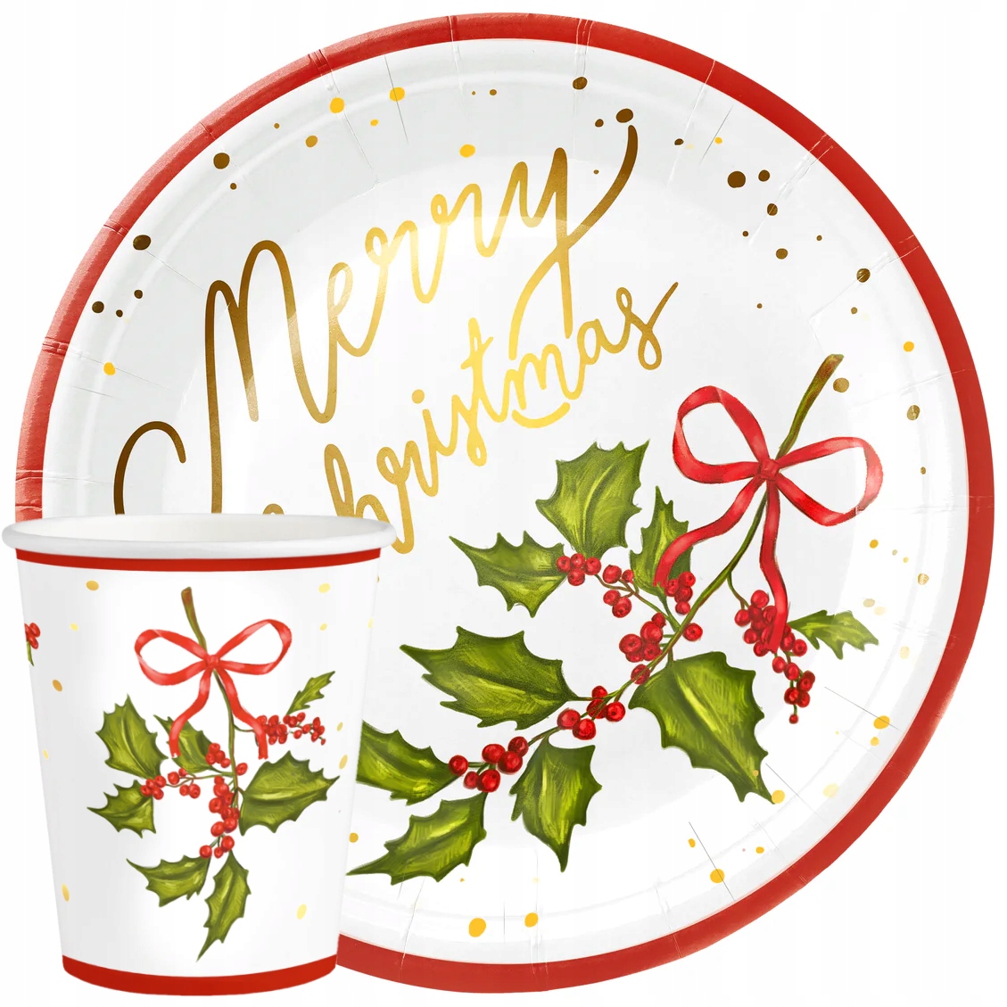 ZESTAW KUBKI TALERZYKI PAPIEROWE ŚWIĘTA BOŻEGO NARODZENIA MIKOŁAJ 20el