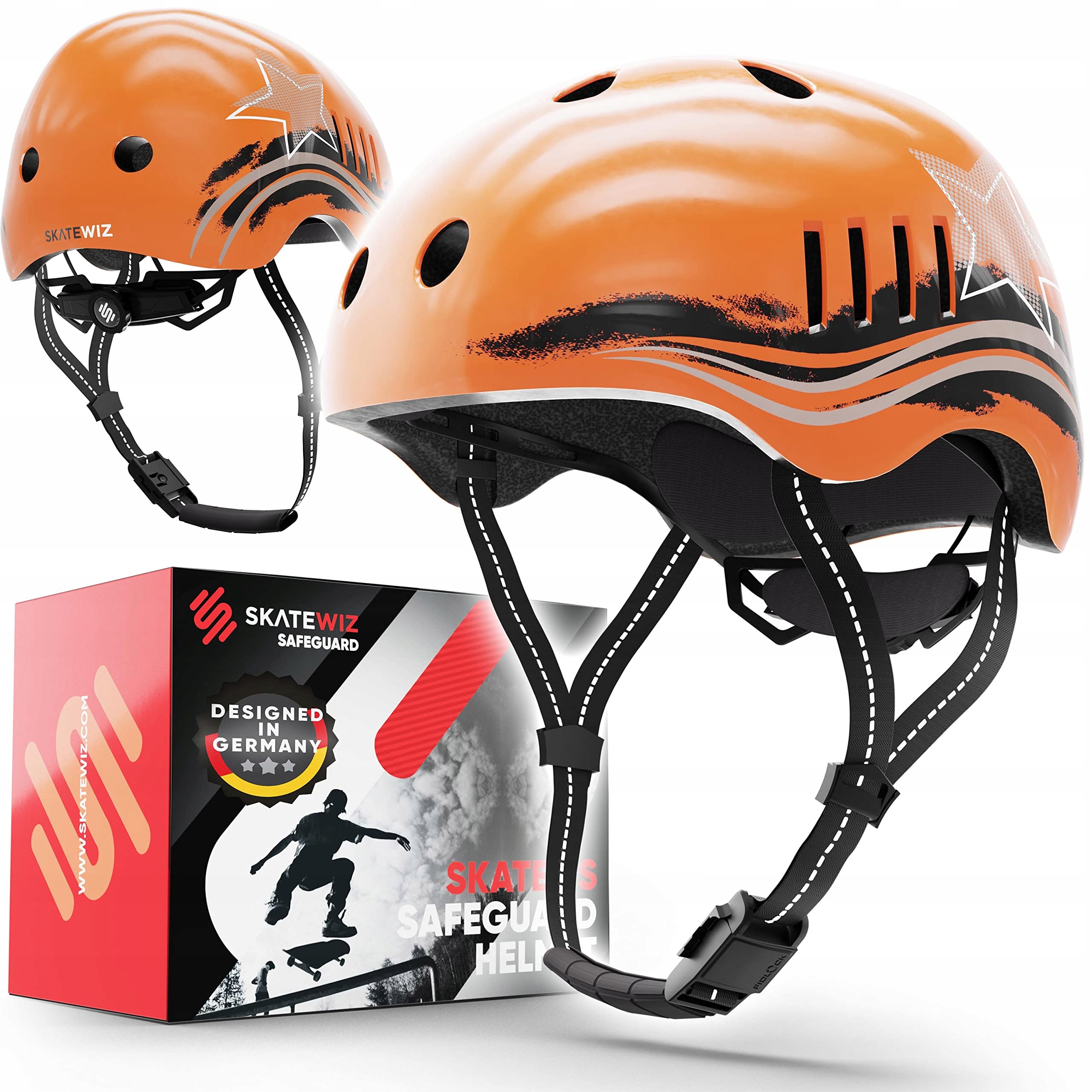 Kask Dziecięcy Na Rower Rolki Hulajnogę L 57-61 Skatewiz Pomarańczowy