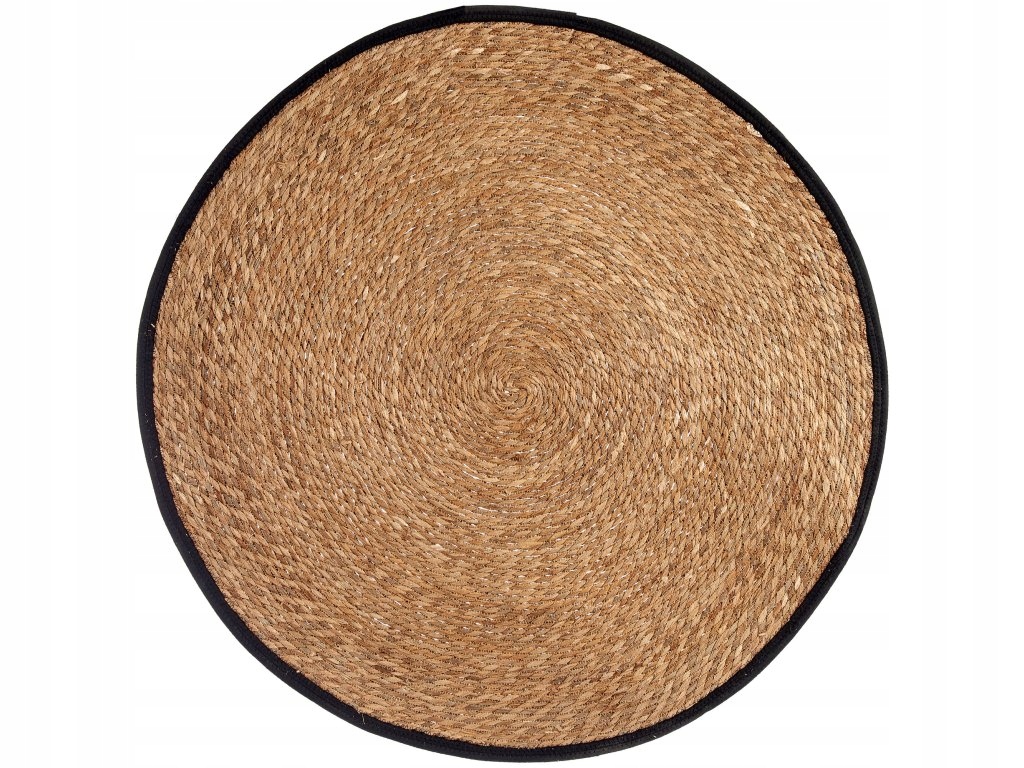 Pletený koberec Naro s černým lemem, ⌀ 100 cm