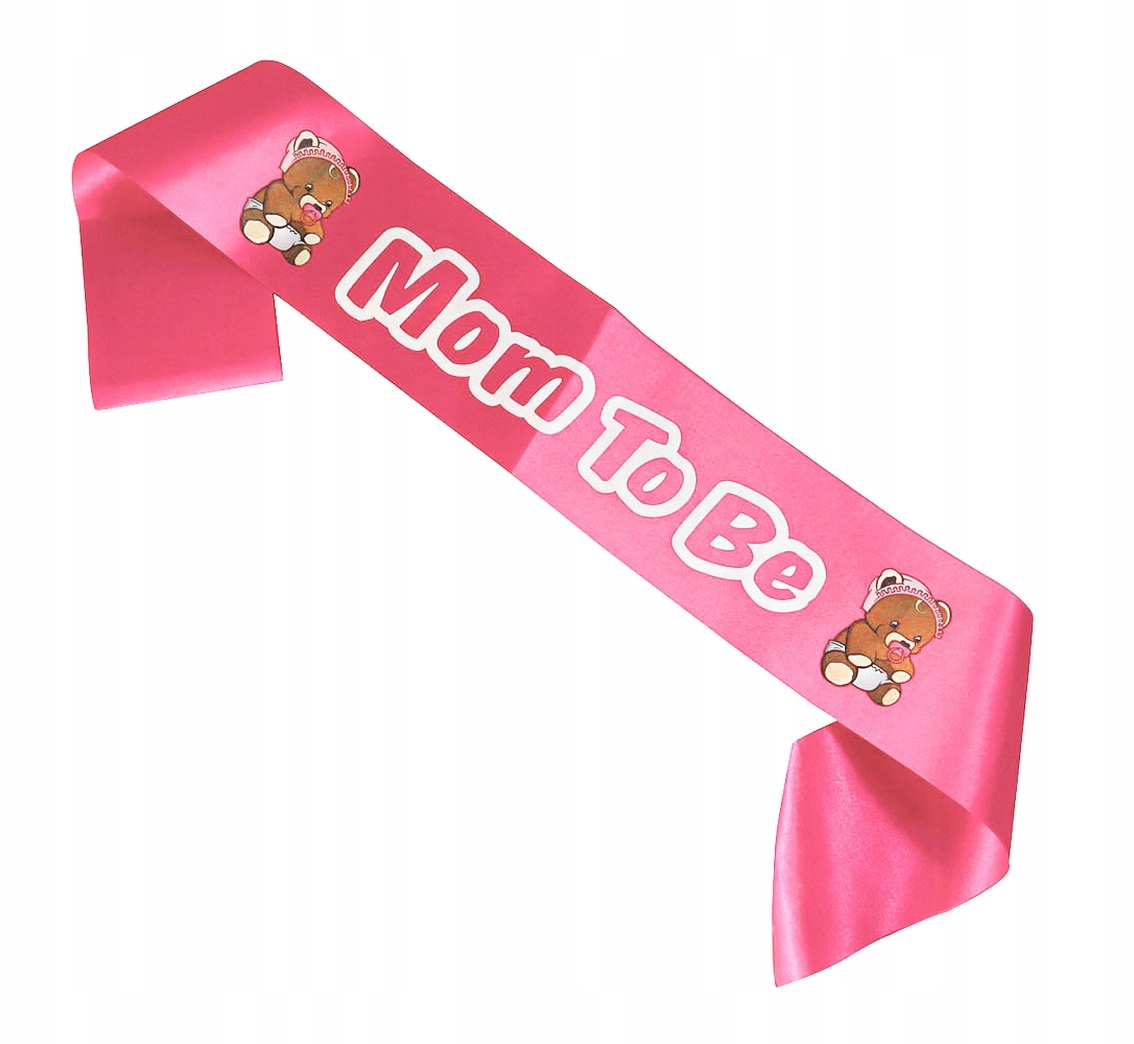

Szarfa Będę mamą Mom To Be różowa Baby Shower