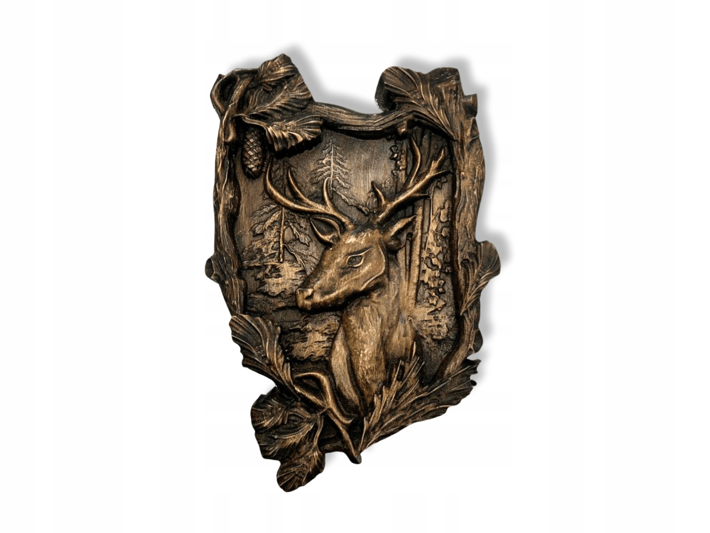 Reliéf Jeleň Poľovnícka trofej Drevený obraz Socha Darček Dom 31