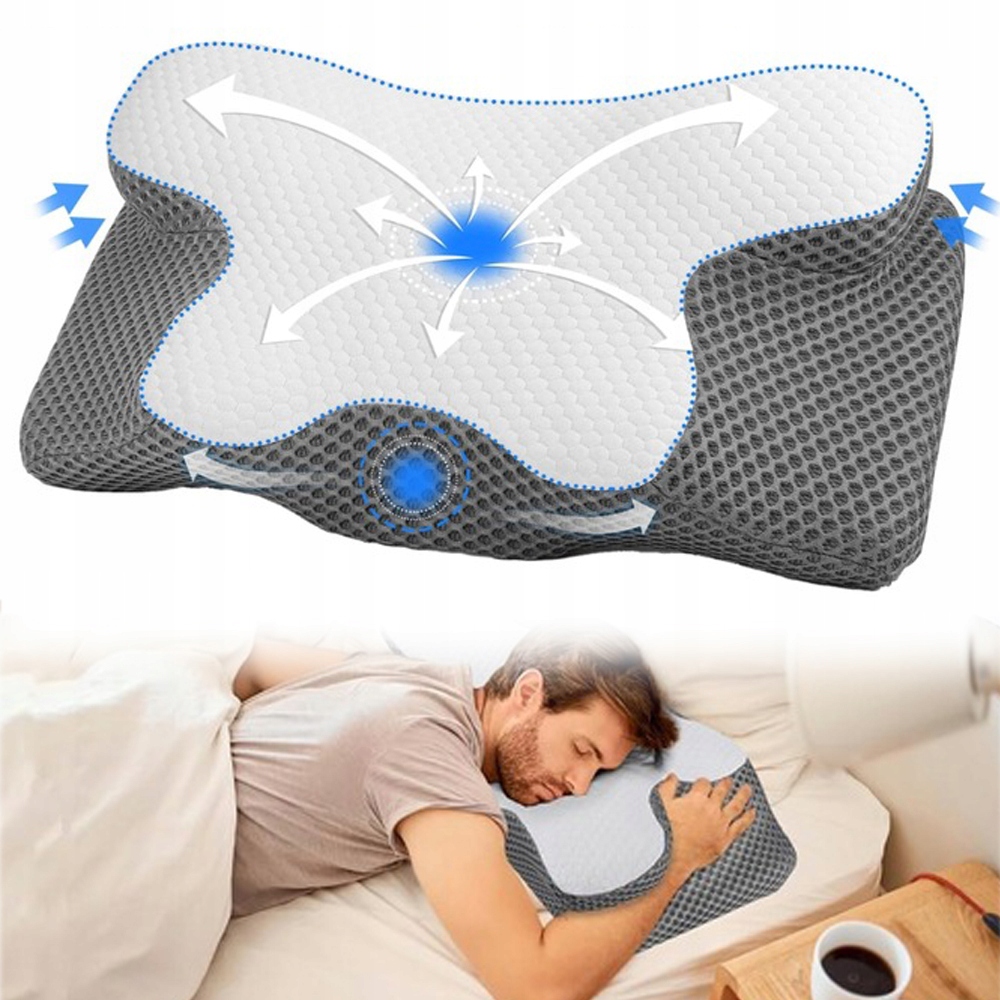Ergonomiczna Poduszka Ortopedyczna Dwa Wysokości Odporna Na Alergie
