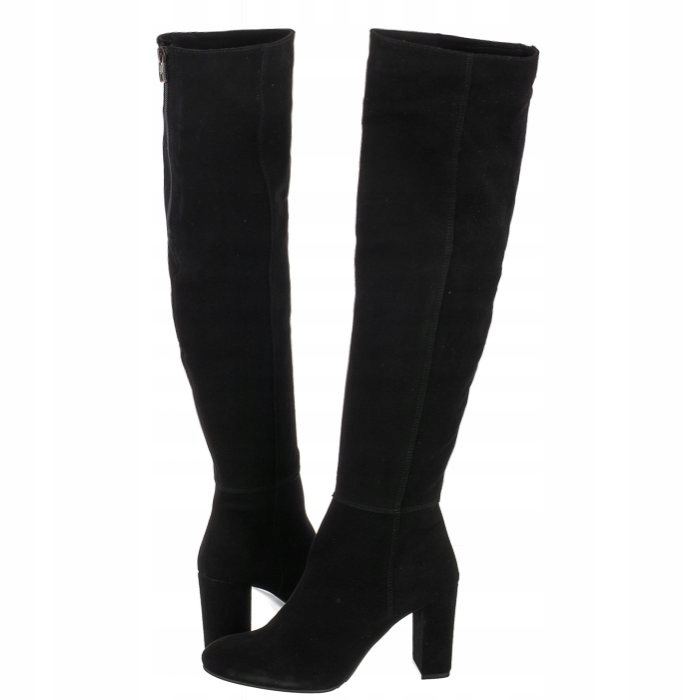 Dámské vysoké kozačky na podpatku Nessi černé 73205