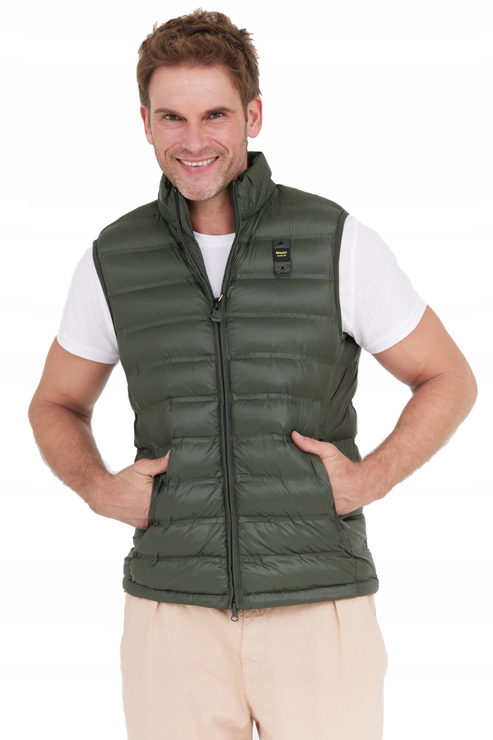 Blauer Zelená péřová bunda bez rukávů Logan 3XL