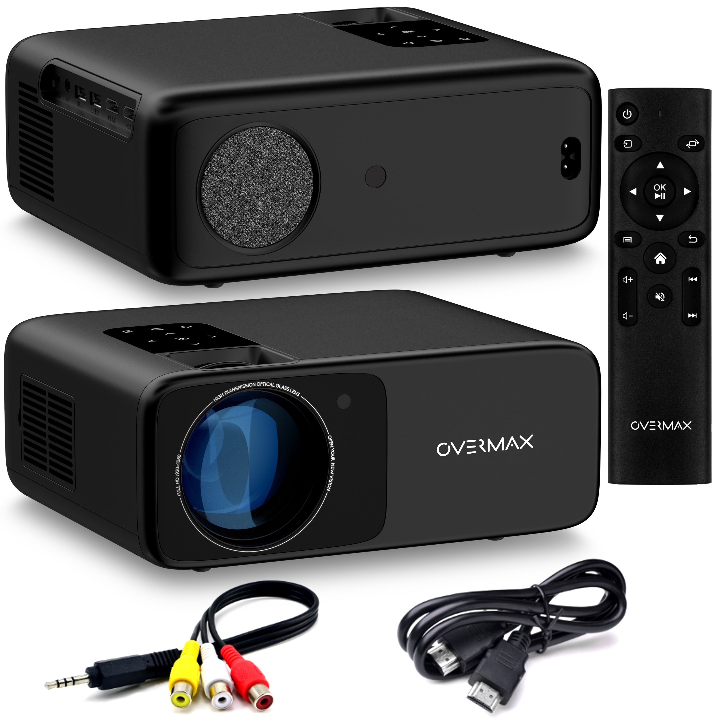 PROJEKTOR Multimedialny RZUTNIK Overmax FullHD 1080p 200" Wifi HDMI + Pilot Wbudowane głośniki tak
