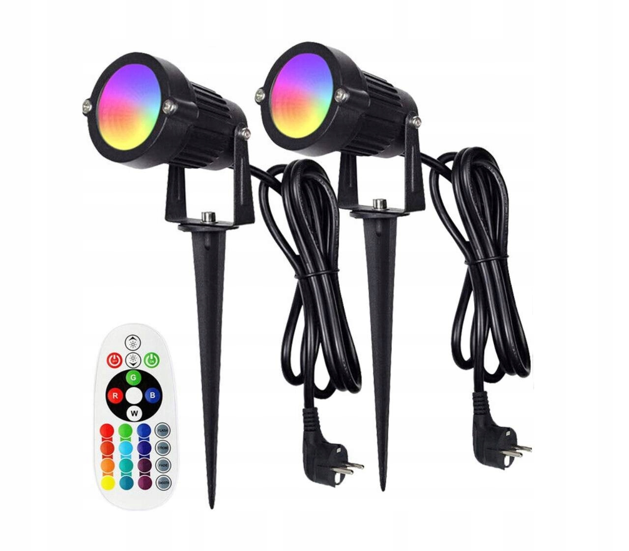 2KS Zahradní Reflektor Zapichovací špíz černý IP65 Led Rgb