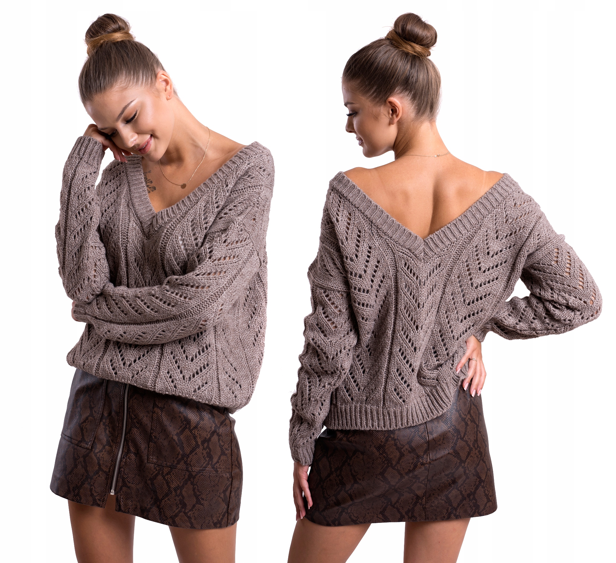 

Alan_ażurowy Sweterek V-neck 2 W 1 S/m
