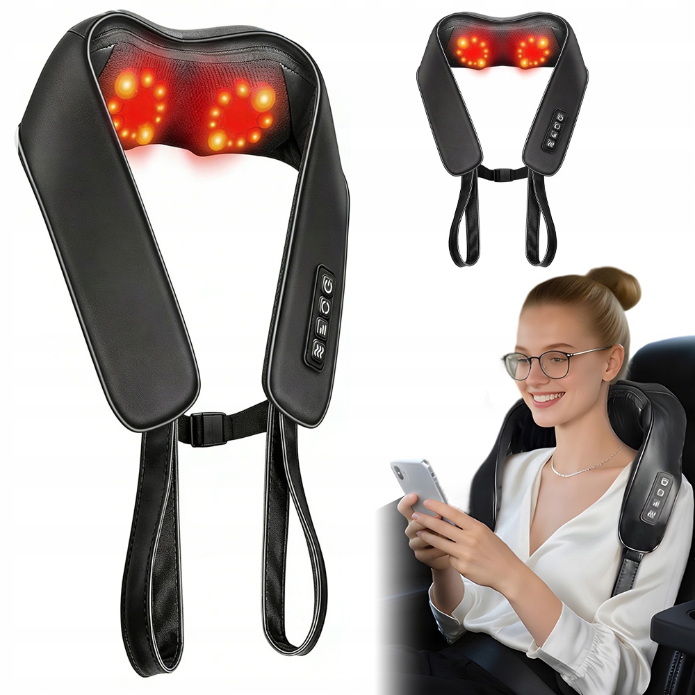 Masażer Do Szyi Karku 20 Głowic Z Funkcją Grzania Relaks Na Szyję Ramiona