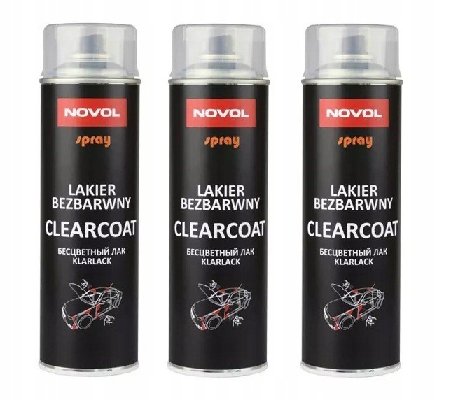 3x Novol Clearcoat Bezbarwny lakier w sprayu 500ml