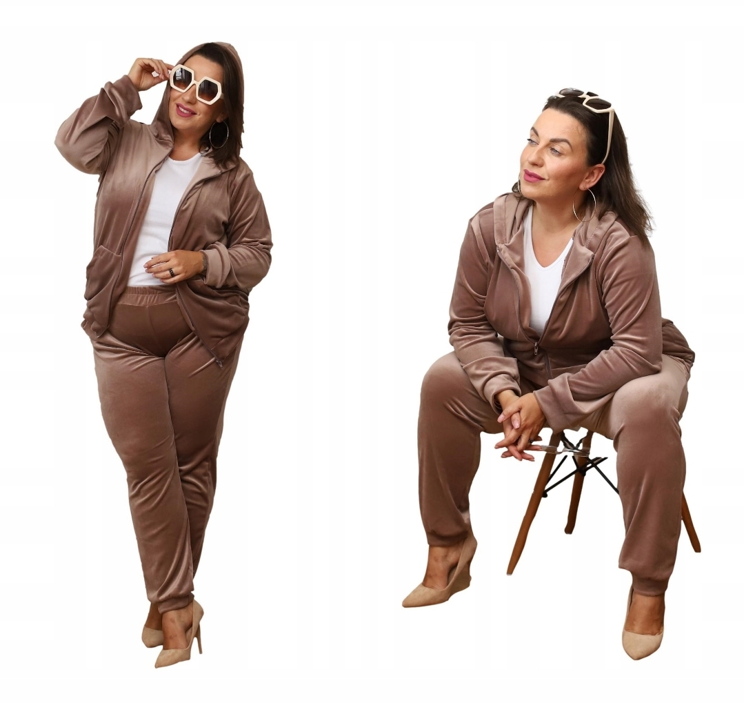 Dres welurowy Komplet Cappuccino Plus Size 3XL