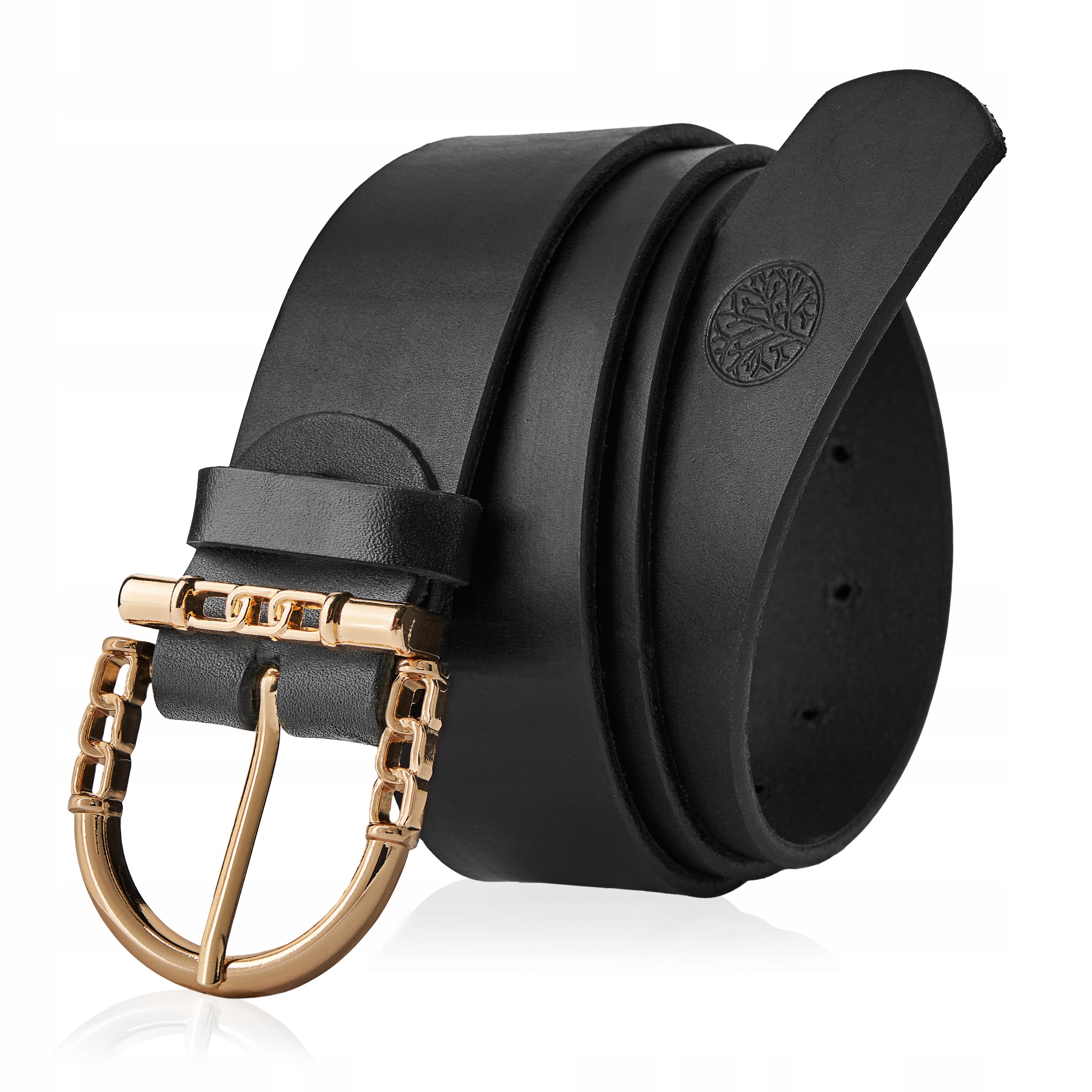 Betlewski Pásek dámský kožený zlatý kovová spona módní velikost 105