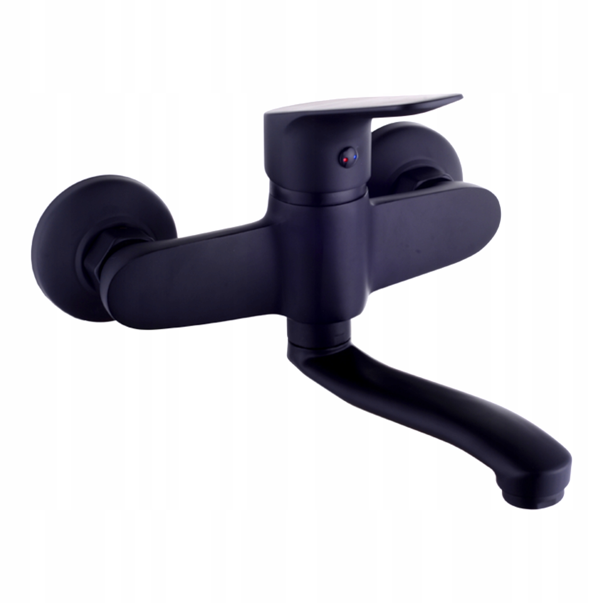 Kran Umywalkowy Przyścienny, Czarny Mat, Z Ruchomą Wylewką