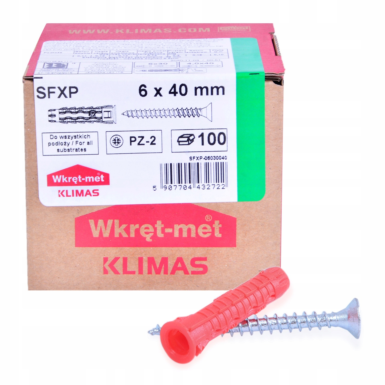 

Kołek uniwers kołki rozporowe Wkręt-Met Sfxp 6x40