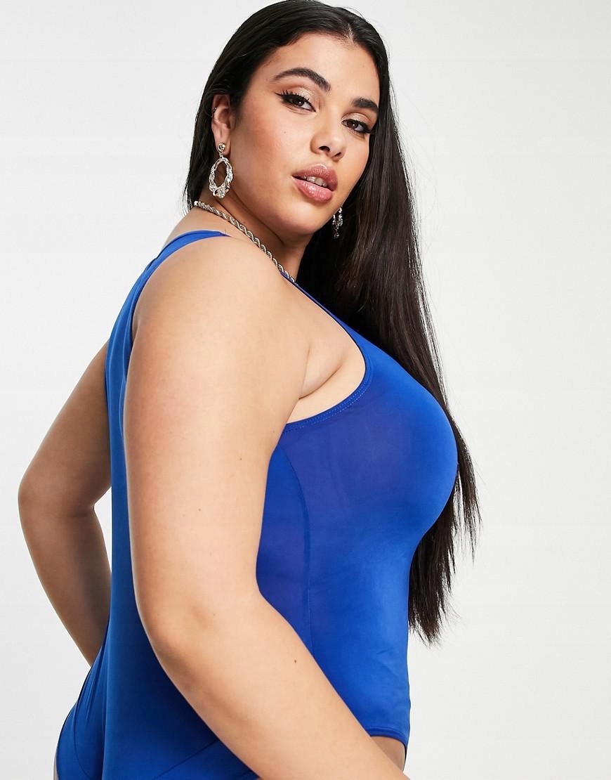 NIEBIESKI TOP DAMSKI FLOUNCE LONDON PLUS 46 Fason majtek stringi