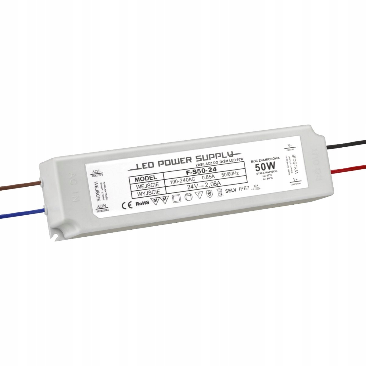 

Zasilacz 50W 24V Wodoodporny IP67 F-S50-24 Brillo