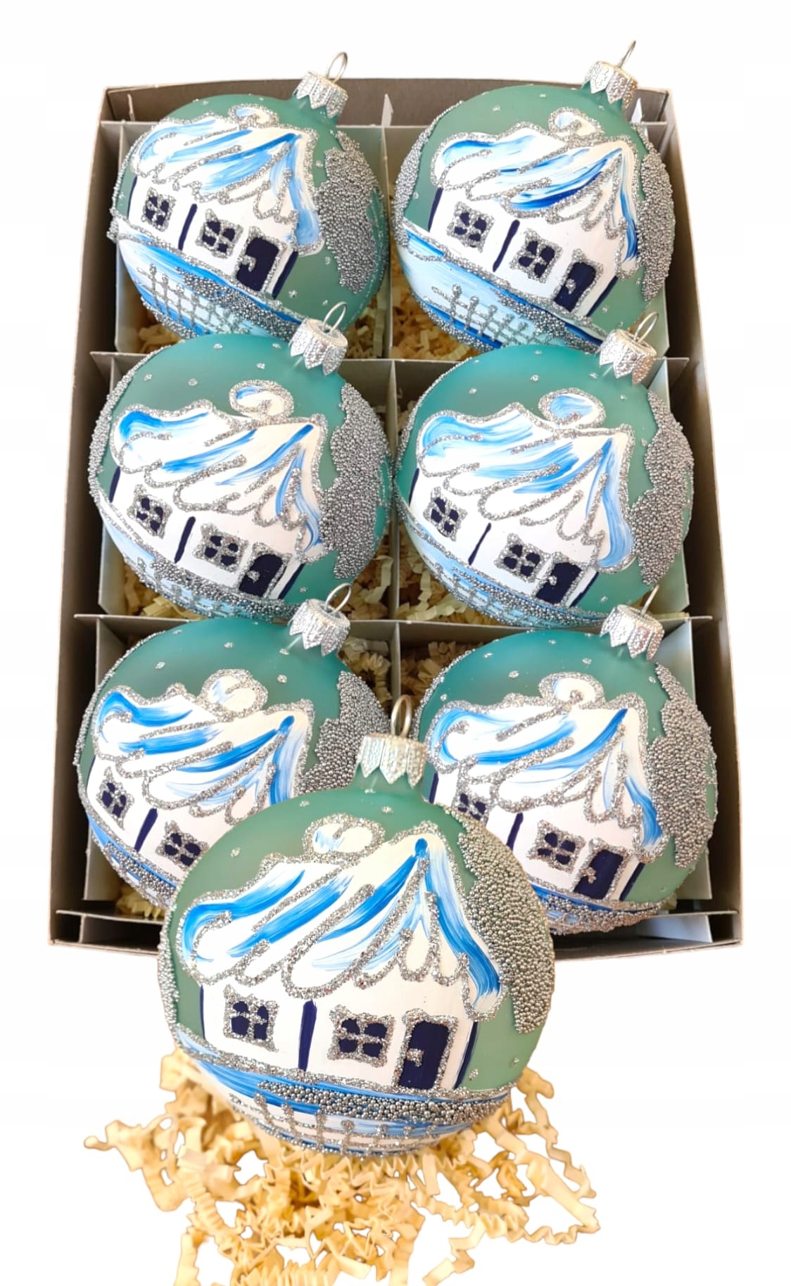 BOMBKI CHOINKOWE SZKLANE DEKOROWANE 8 cm.