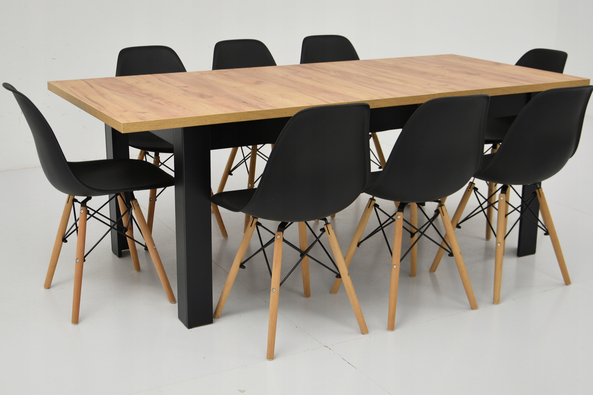 Zestaw 8 krzeseł i stół 90x160/200 blat DĄB CRAFT Marka Grande Meble