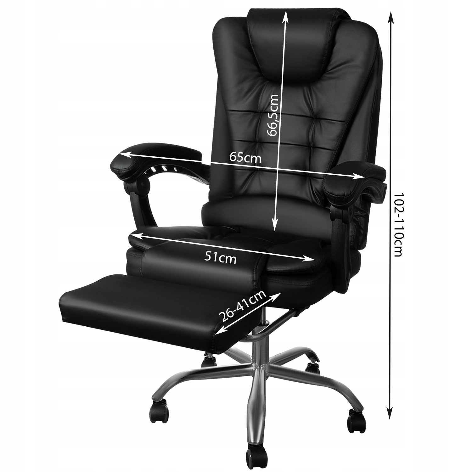 Fotel Biurowy Obrotowy Krzesło Biurowe Rozkładany Kod producenta 16224 Czarny Podnóżkiem do Biurka Chrom