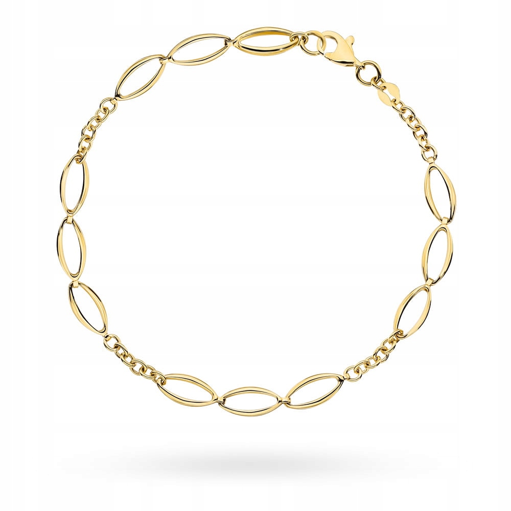 Zlatý náramek 585 2.82 g, trojité ovály, elegantní, 18.5 cm