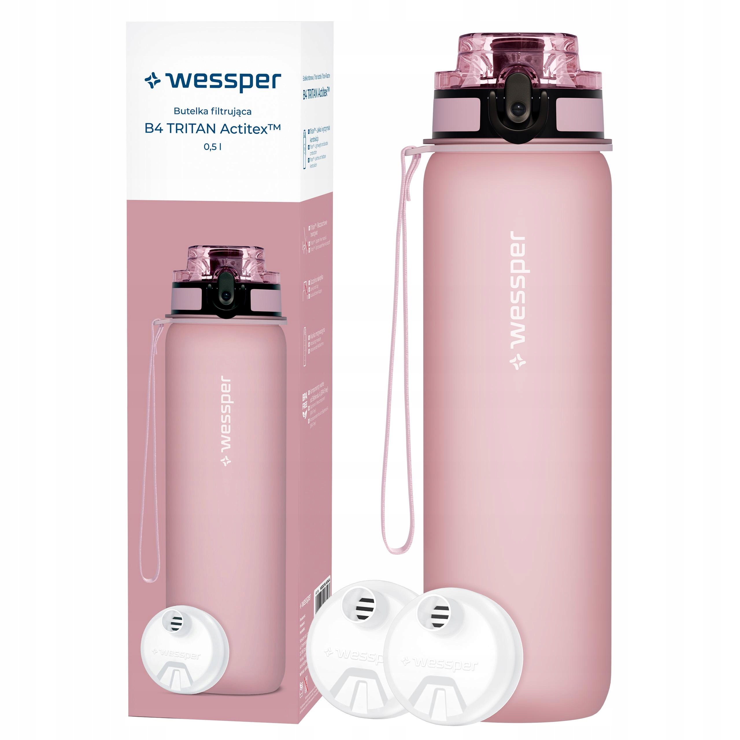 Butelka filtrująca bidon na wodę Tritan Actitex Wessper B4 0,5l 2x filtr